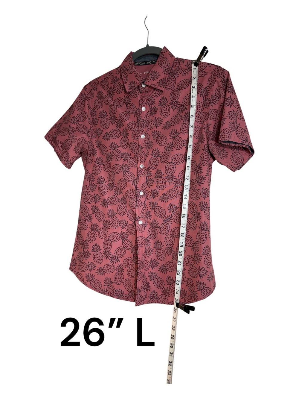 PD & C Pineapple Print Dusty Rose Button Up Short Sleeve Shirt S - Picture 2 of 4
